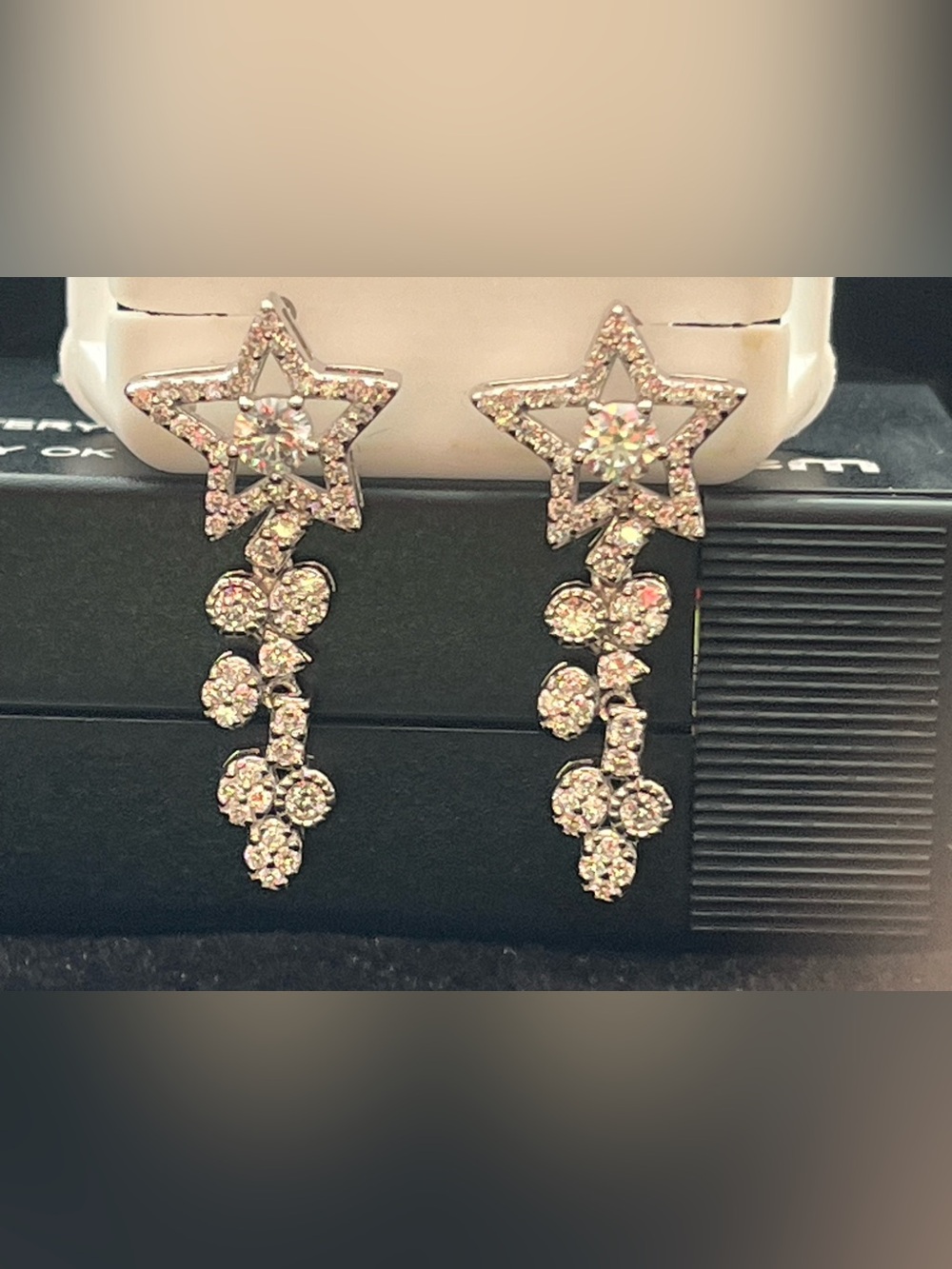 925 Sterling Silver Moissanite Star Dangle Earrings 2.00 CTW NWT DTP